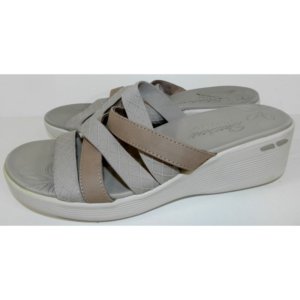 Skechers Sandals Womens 10 Comfort Luxe Foam Wedge Shoes Slip On Pier Lite (nn55